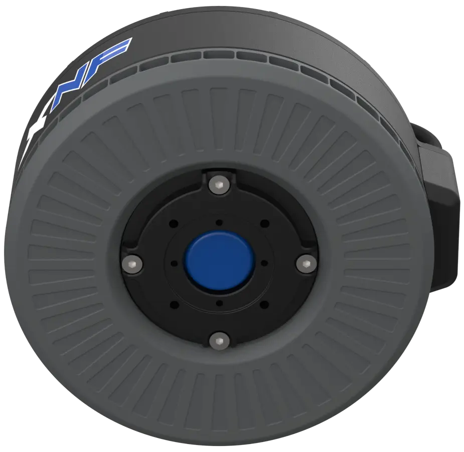 XNF proprietary hard ferrite motor technology in blue finish